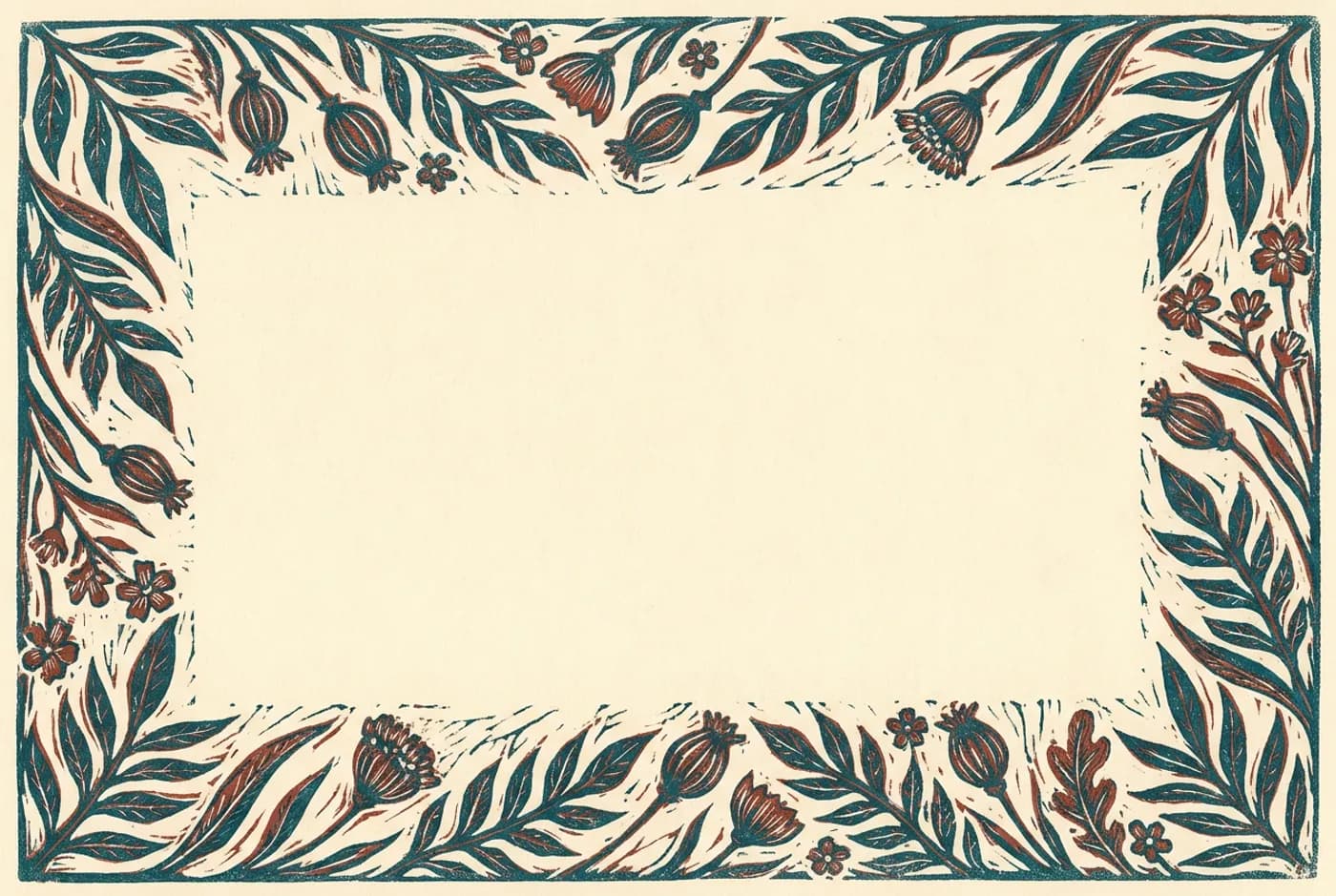 Linocut botanical postcard design from the online postcard maker