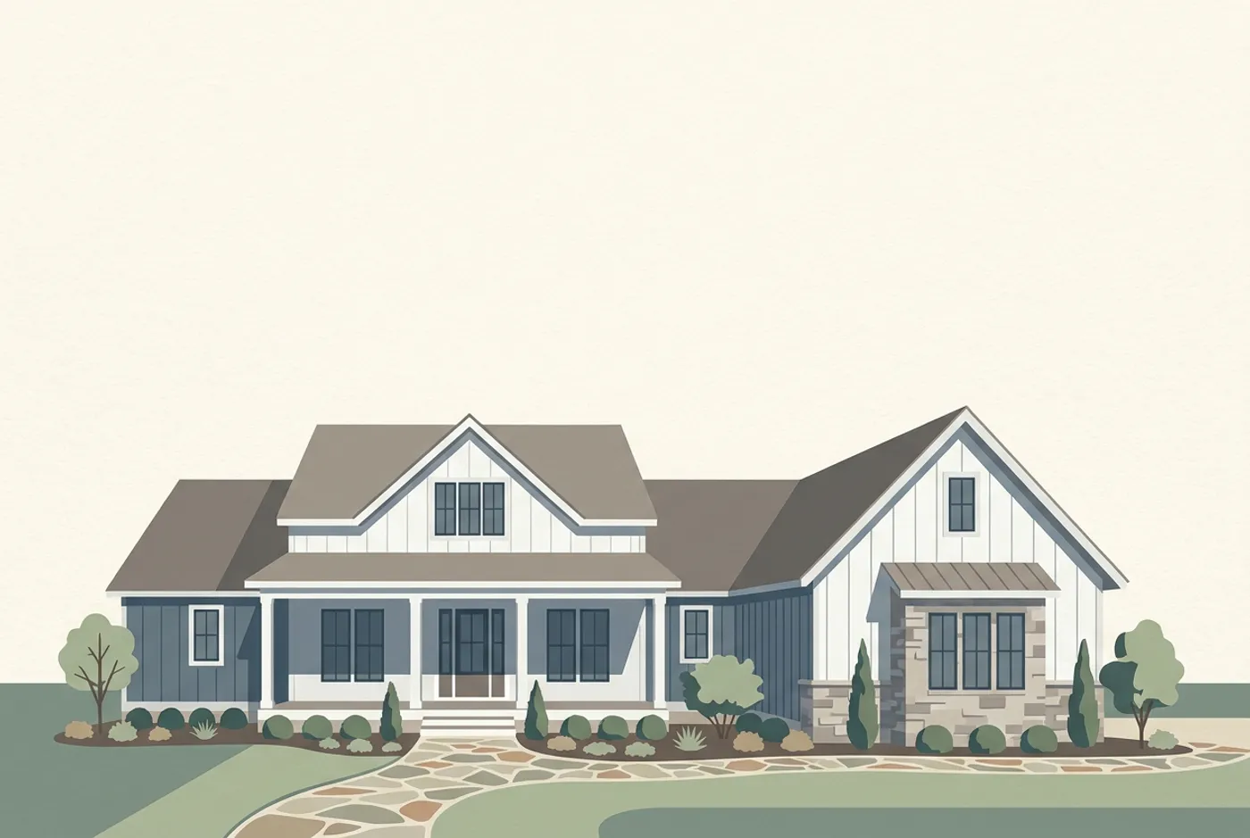 Just listed real estate postcard with illustrated home exterior