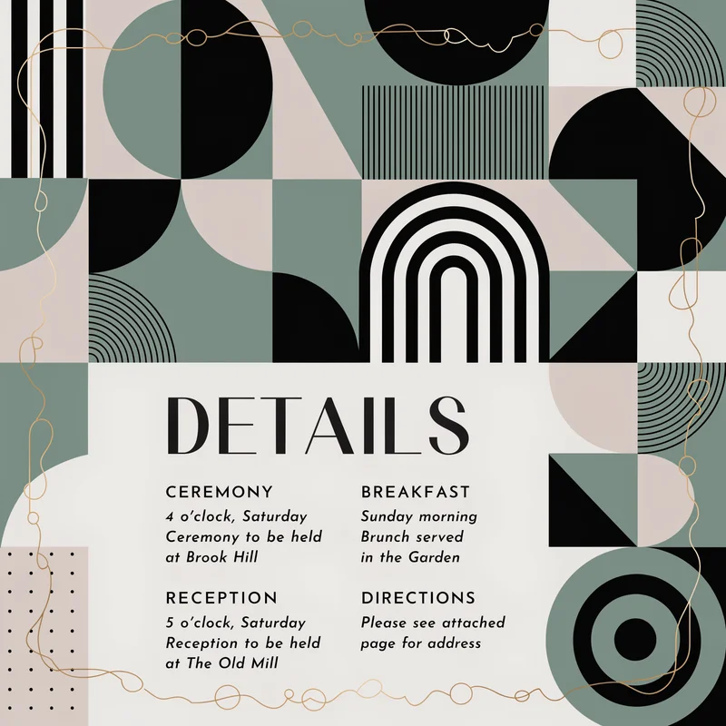 Modern geometric details insert in sage and champagne