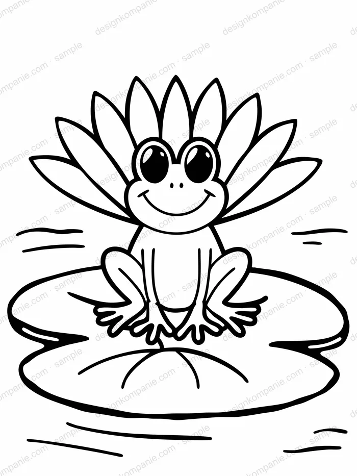 Frog on a lily pad coloring page
