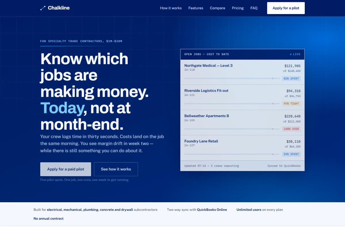 Chalkline — Live job costing for specialty trade contractors.