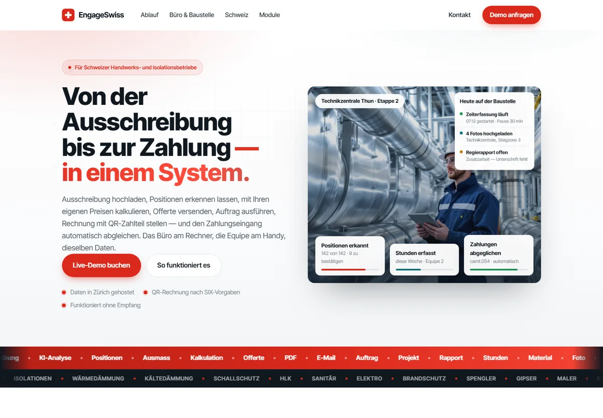 EngageSwiss — Von der Ausschreibung bis zur Zahlung — in einem System.