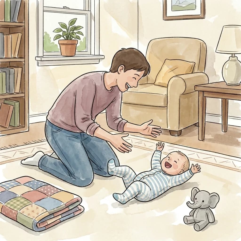 The same nursery scene illustrated in the Loose Ink & Watercolor style