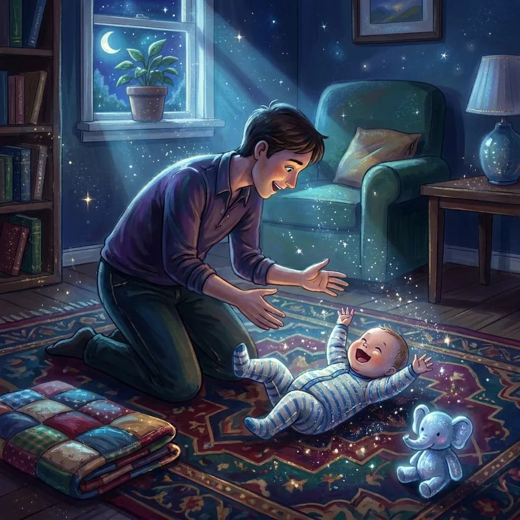 The same nursery scene illustrated in the Magical Fantasy style
