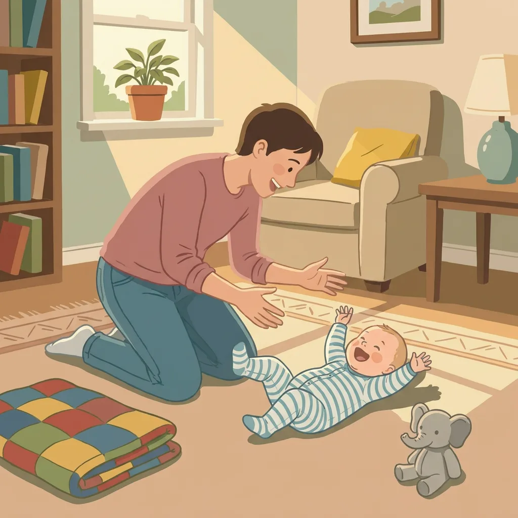 The same nursery scene illustrated in the Modern Gouache style