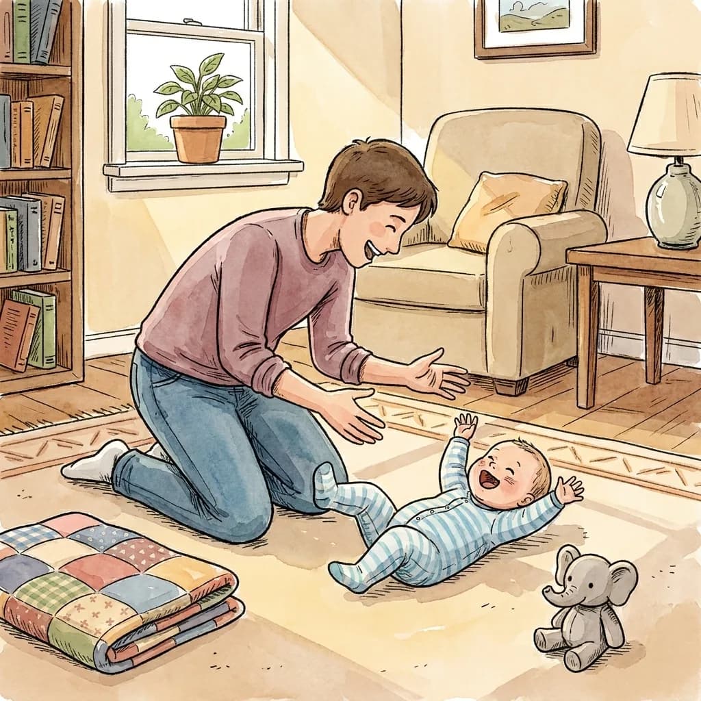 The same nursery scene illustrated in the Outline & Watercolor style