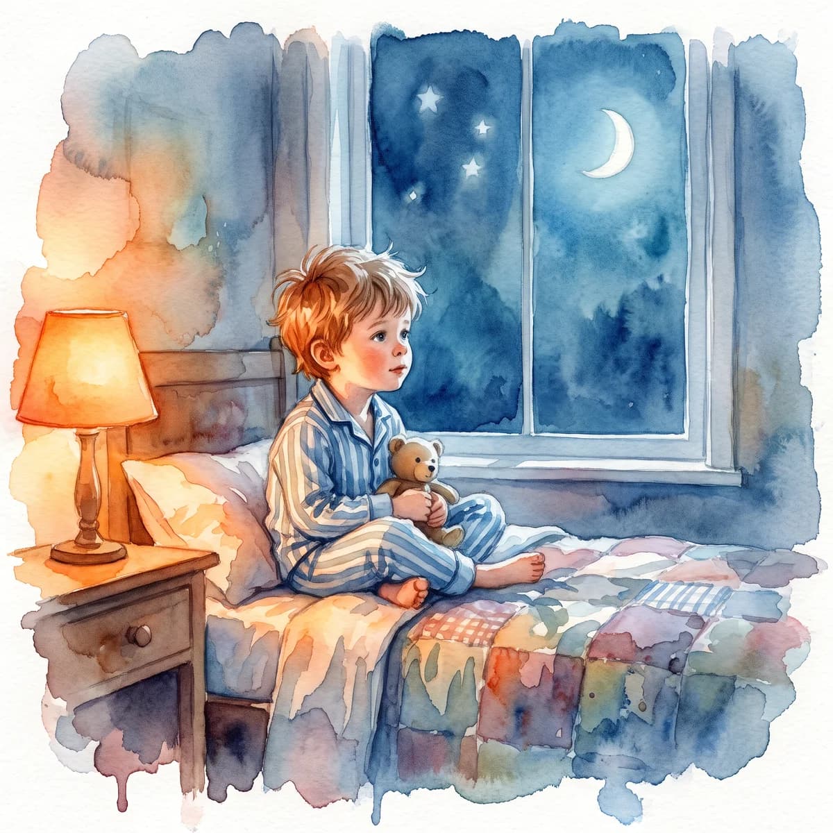 Wet-on-wet watercolor exercise with colour bleeding on damp paper