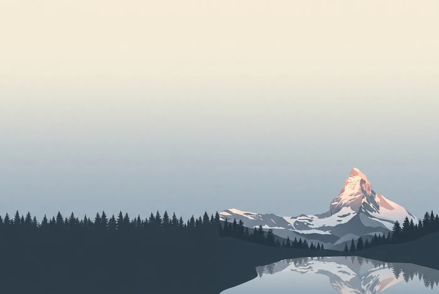 Illustrated Matterhorn postcard with alpenglow on the peak and open sky for a message