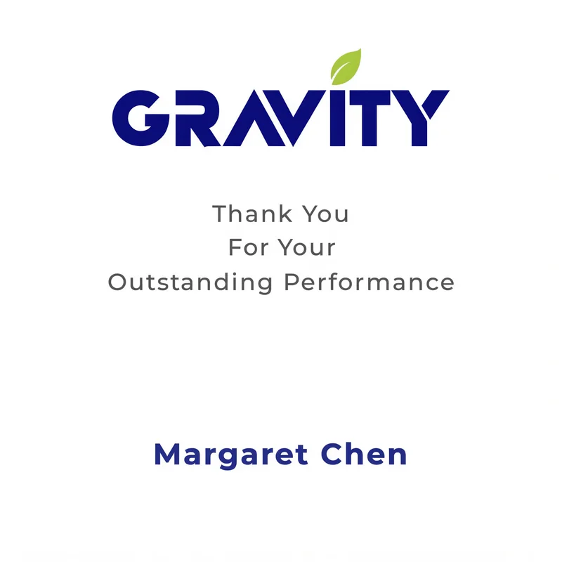 Minimalist corporate thank-you card with single leaf motif and logo