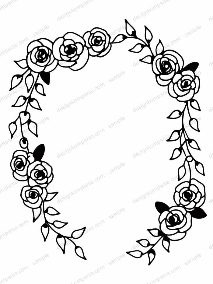 Rose and ivy wreath adult coloring page