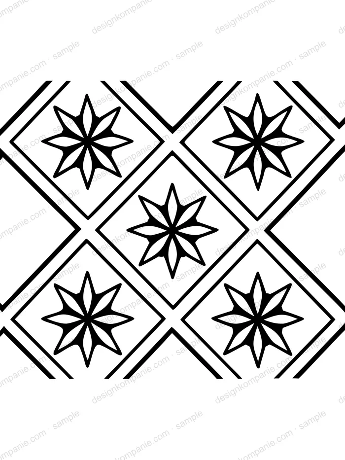 Geometric star tiling pattern coloring page