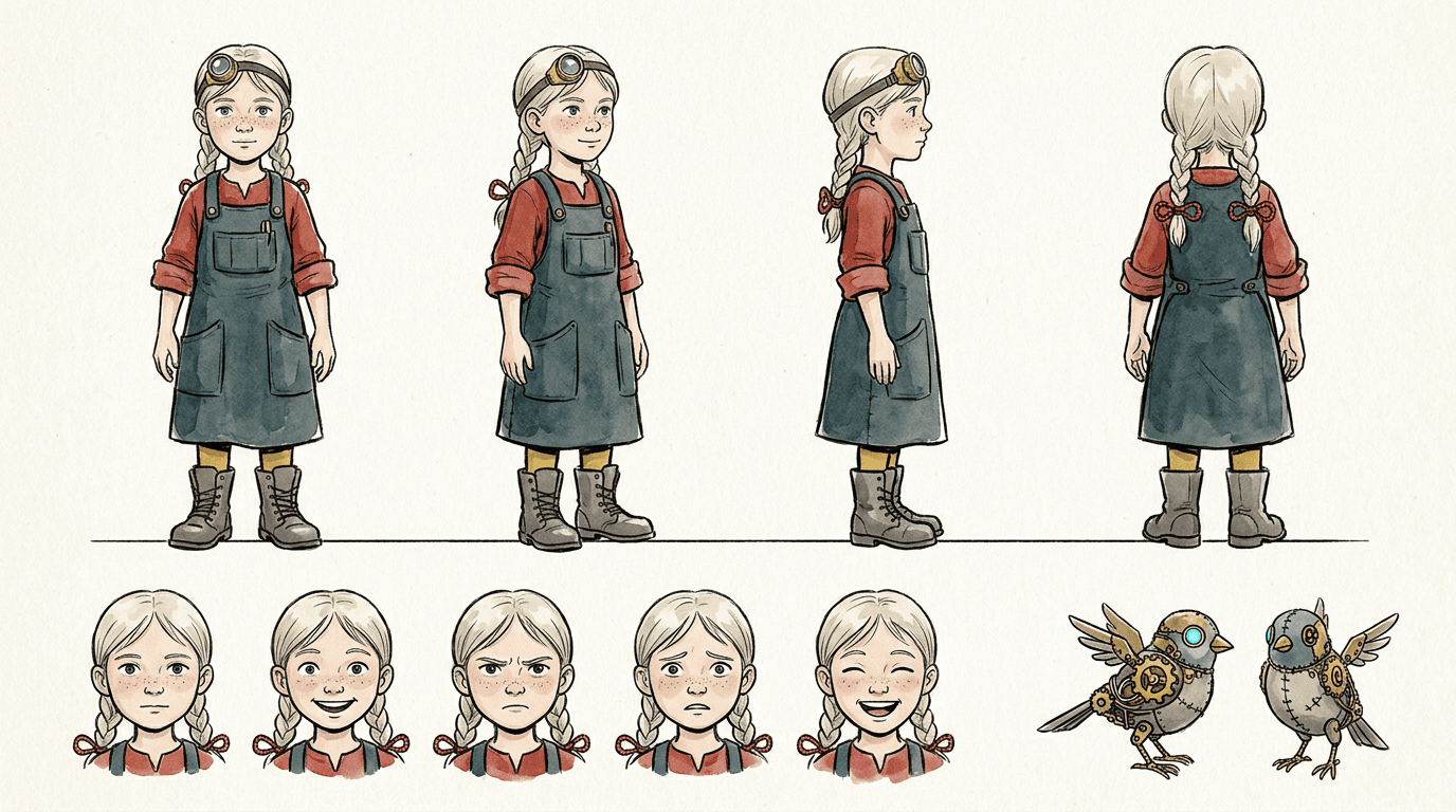 Model Sheet und Character Turnaround eines Comic-Helden