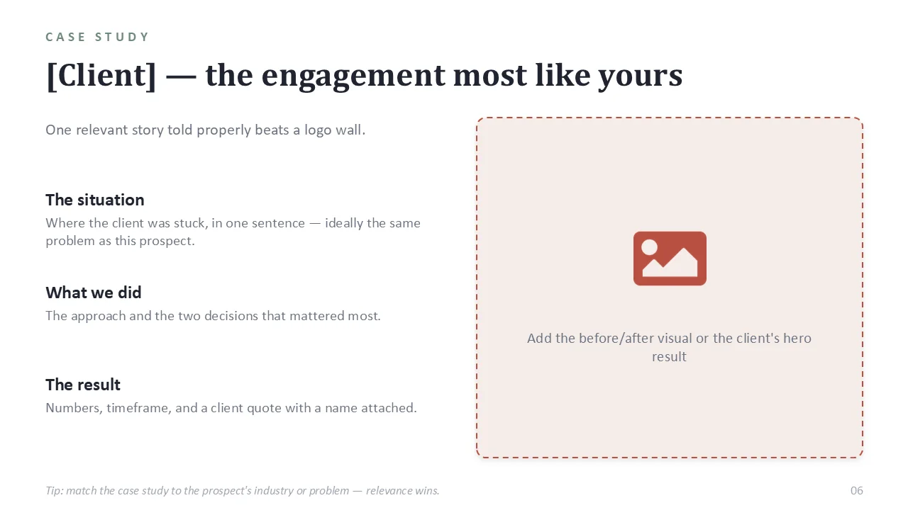 Consulting & agency pitch deck template — sample slide 5