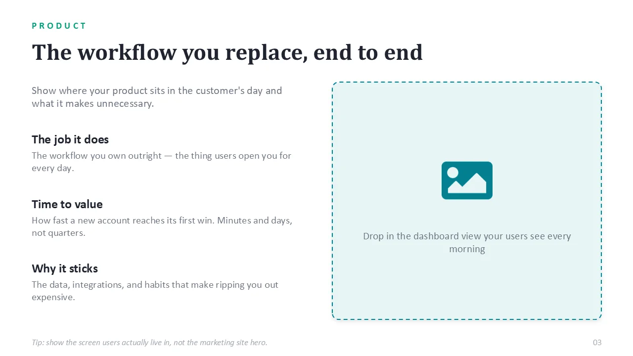SaaS pitch deck template — sample slide 2