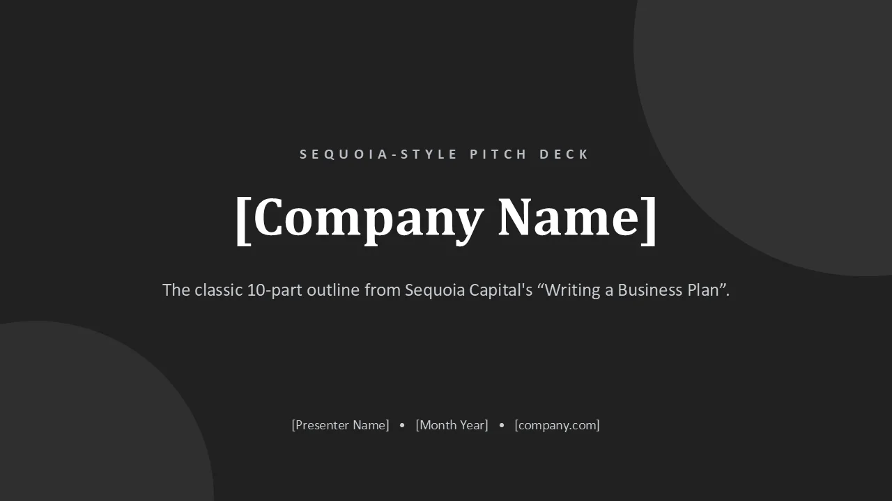 Sequoia pitch deck template — cover slide