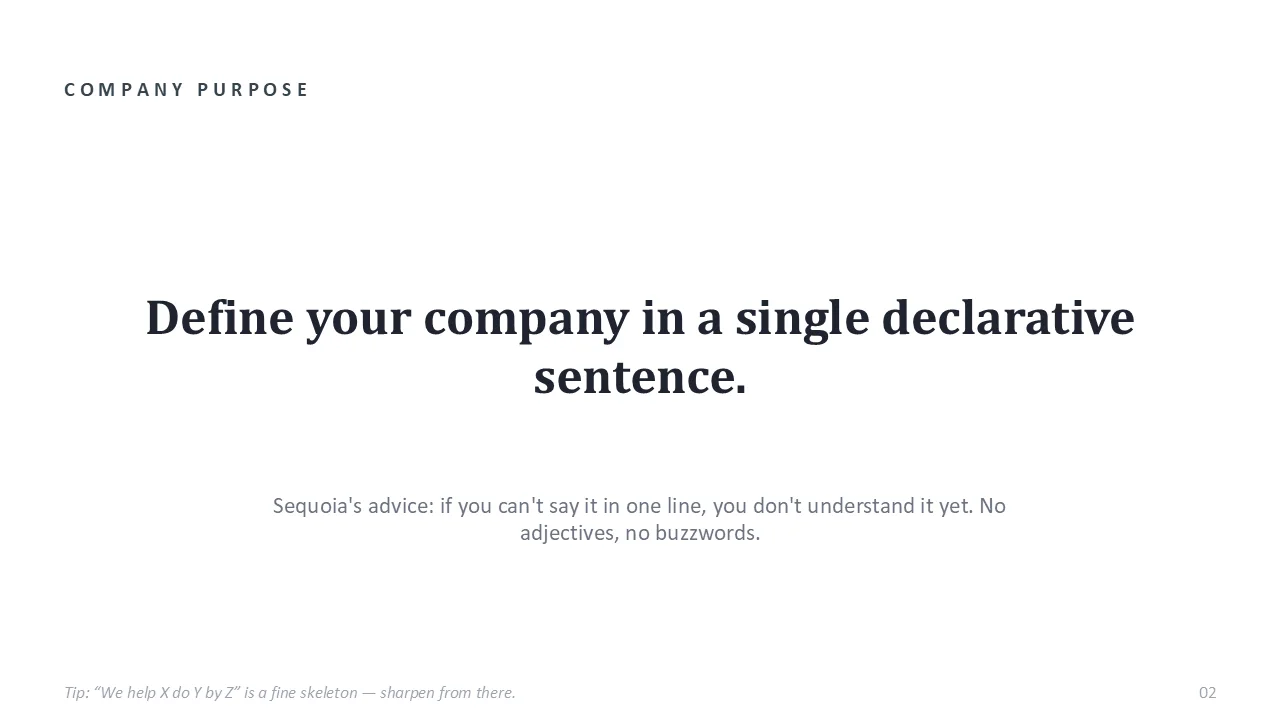 Sequoia pitch deck template — sample slide 1