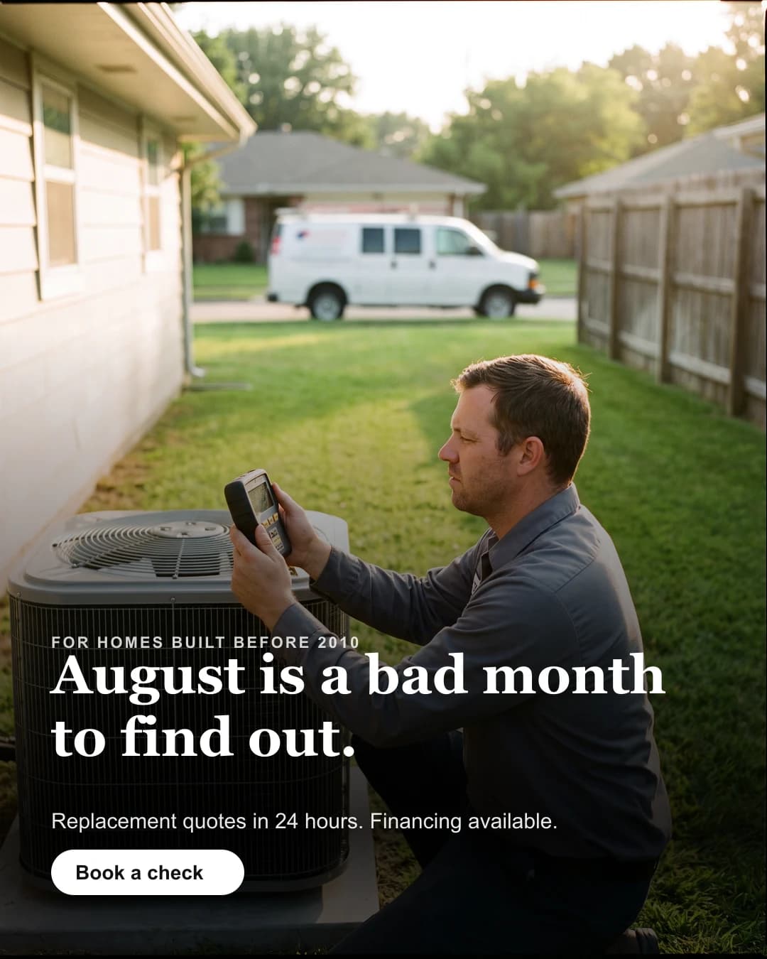Sample Meta ad for HVAC contractors — generated sample, not a client campaign